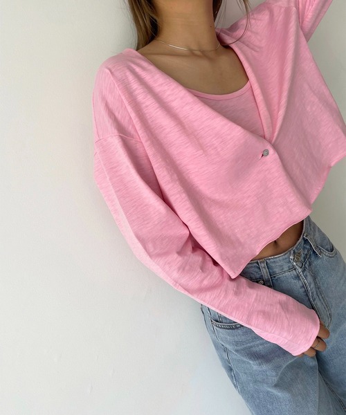 CANAL JEAN(キャナルジーン)の「RED CHOP WORKS(レッドチョップワークス) スラブカットソーアンサンブル(Tシャツ/カットソー・レディース・ブラック/ホワイト/ピンク・38)」の3枚目の写真