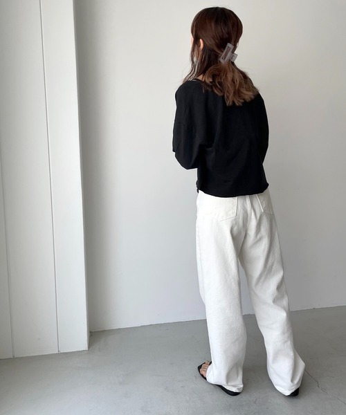 CANAL JEAN(キャナルジーン)の「RED CHOP WORKS(レッドチョップワークス) スラブカットソーアンサンブル(Tシャツ/カットソー・レディース・ブラック/ホワイト/ピンク・38)」の8枚目の写真