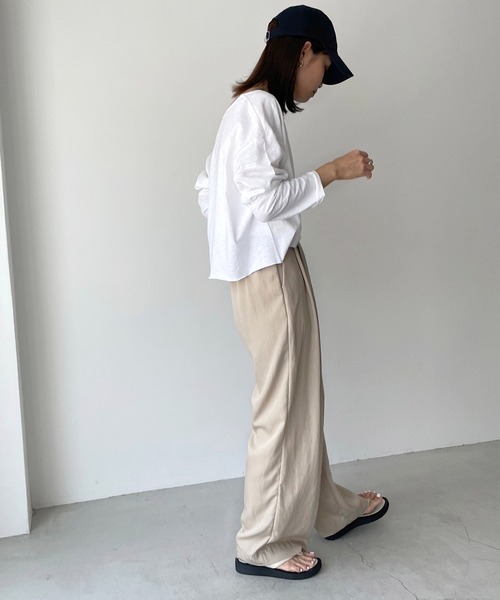 CANAL JEAN(キャナルジーン)の「RED CHOP WORKS(レッドチョップワークス) スラブカットソーアンサンブル(Tシャツ/カットソー・レディース・ブラック/ホワイト/ピンク・38)」の4枚目の写真