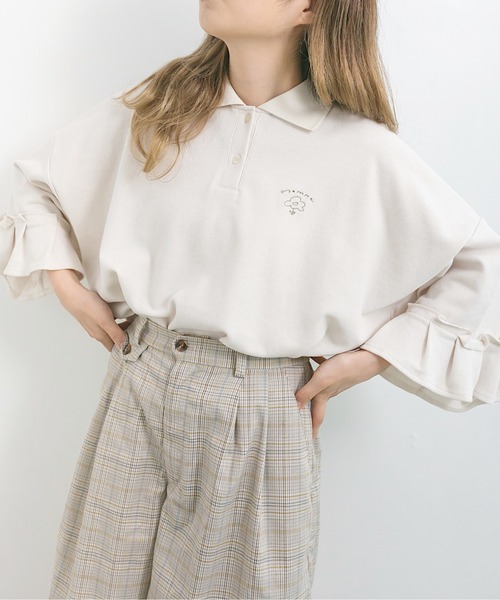 新品❤️archivio ネイビーポロシャツ フリル袖 新品❤️archivio ネイビーポロシャツ フリル袖 レディースウェア