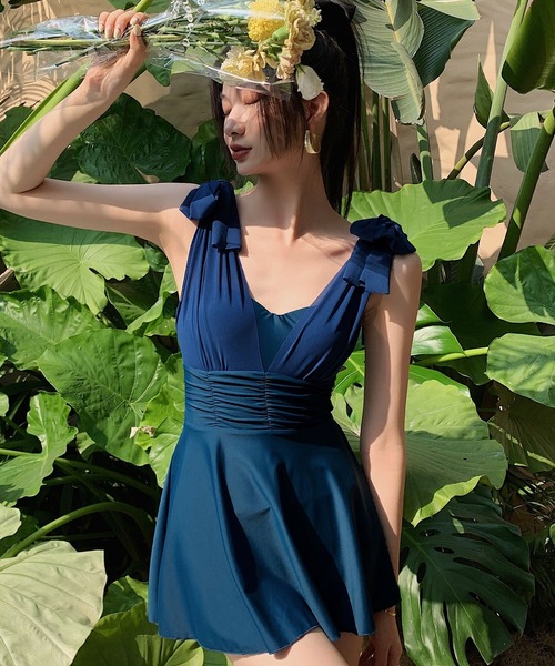 TeddyShop（テディショップ）の「【大きいサイズ有】レディース水着 体型カバー ショルダーリボンバックシャンワンピース オールインワン【WEB限定】（水着・レディース・ブラック/ブルー/ブラウン/グレー/ブルー系その他・3L/M/L/LL）」の13枚目の写真