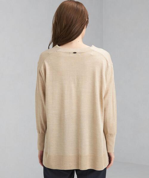 green label relaxing(グリーンレーベルリラクシング)の「テンジク シアー ラメ Vネック プルオーバー ニット -ウォッシャブル-(ニット/セーター・レディース・ダークグレー/ナチュラル・FREE)」の17枚目の写真