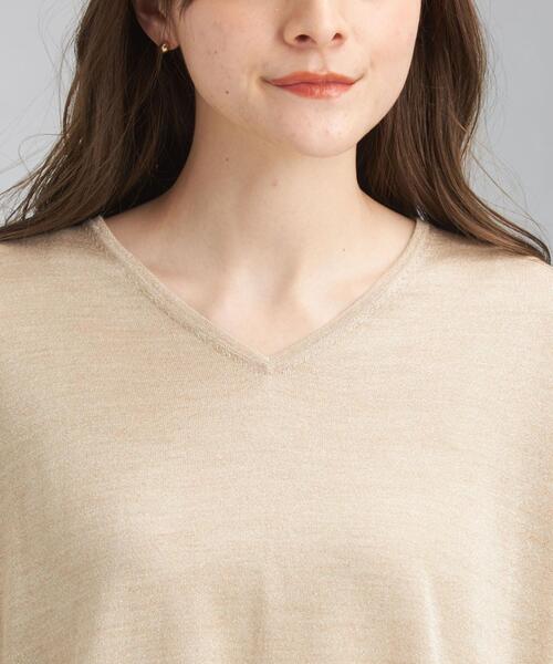 green label relaxing(グリーンレーベルリラクシング)の「テンジク シアー ラメ Vネック プルオーバー ニット -ウォッシャブル-(ニット/セーター・レディース・ダークグレー/ナチュラル・FREE)」の11枚目の写真