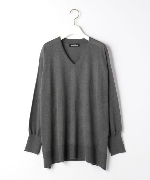 green label relaxing(グリーンレーベルリラクシング)の「テンジク シアー ラメ Vネック プルオーバー ニット -ウォッシャブル-(ニット/セーター・レディース・ダークグレー/ナチュラル・FREE)」の9枚目の写真