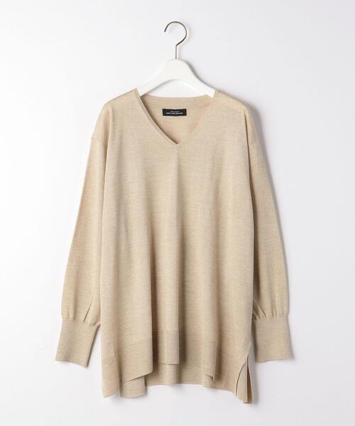 green label relaxing(グリーンレーベルリラクシング)の「テンジク シアー ラメ Vネック プルオーバー ニット -ウォッシャブル-(ニット/セーター・レディース・ダークグレー/ナチュラル・FREE)」の7枚目の写真