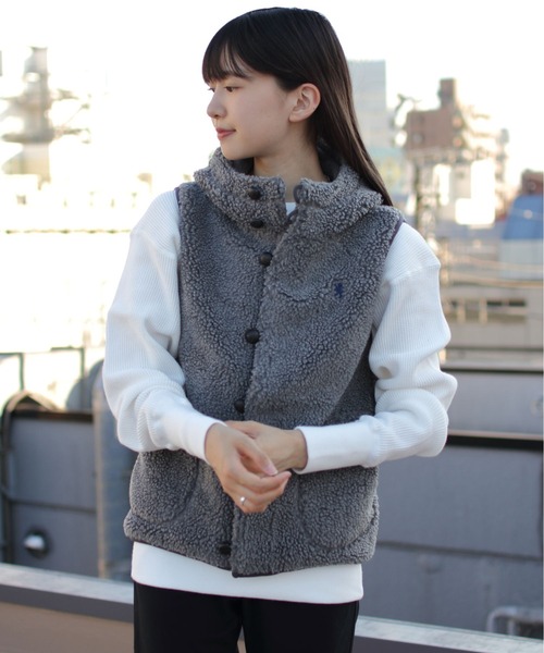 新品タグ付き niko and ジムフレックス ボアベスト 紺 M 17380円 新品