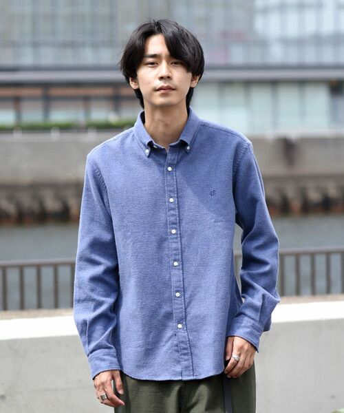 SHIPS（シップス）の「【WEB限定】SHIPS: ワンポイント ロゴ エンブロイダリー ダブルフェイス ボタンダウン ネルシャツ（シャツ/ブラウス・メンズ・ネイビー/グレー/チャコール・SMALL/MEDIUM/LARGE/X-LARGE）」の8枚目の写真