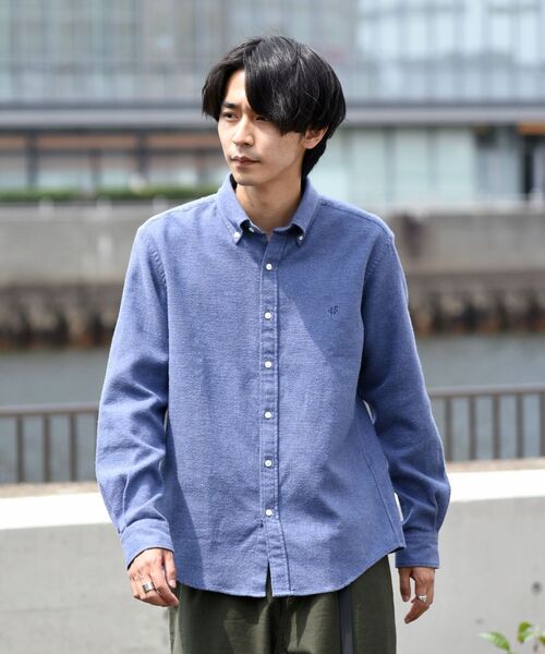 SHIPS（シップス）の「【WEB限定】SHIPS: ワンポイント ロゴ エンブロイダリー ダブルフェイス ボタンダウン ネルシャツ（シャツ/ブラウス・メンズ・ネイビー/グレー/チャコール・SMALL/MEDIUM/LARGE/X-LARGE）」の11枚目の写真