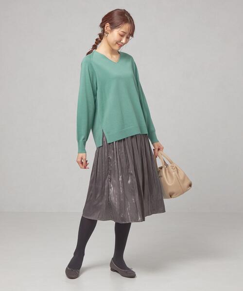 closet story（クローゼットストーリー）の「＜closet story（クローゼットストーリー）＞サイドスリット Vネック ニットプルオーバー -ウォッシャブル-（ニット/セーター・レディース・ネイビー/ライム/ライラック/ホワイト・FREE）」の14枚目の写真