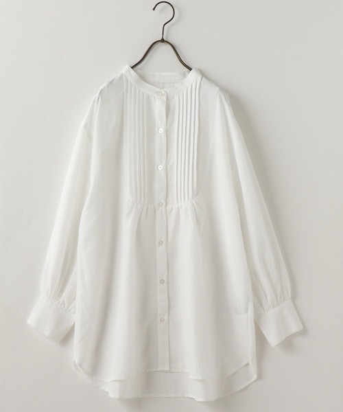 frames RAY CASSIN(フレームスレイカズン)の「【WEB限定】ボリュームスリーブピンタックチュニック(シャツ/ブラウス・レディース・ベージュ/オフホワイト/グリーン/スミクロ・FREE)」の5枚目の写真