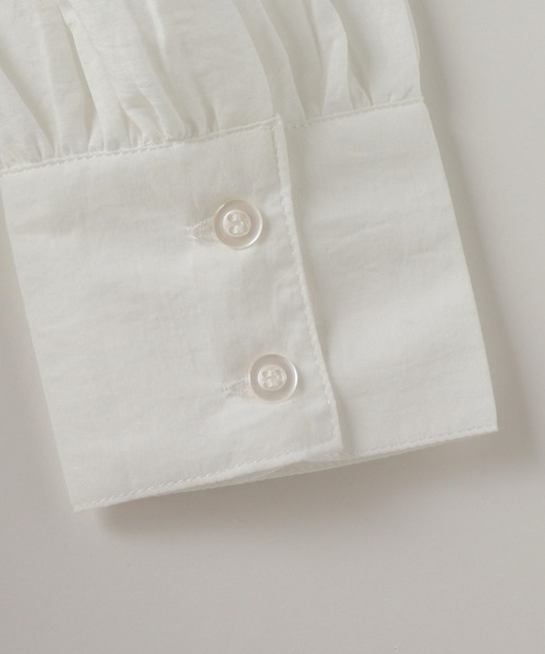 frames RAY CASSIN(フレームスレイカズン)の「【WEB限定】ボリュームスリーブピンタックチュニック(シャツ/ブラウス・レディース・ベージュ/オフホワイト/グリーン/スミクロ・FREE)」の11枚目の写真