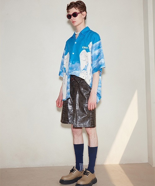 MIXSEVEN（ミックスセブン）の「アシンメトリーフェイククロコダイルレザーショーツ MX21S23【MIX SEVEN】（その他パンツ・メンズ・ダークブラウン・S/M/L）」の8枚目の写真