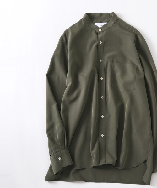 ADAM ET ROPE'（アダムエロペ）の「リラックスドレープ レーヨンスエード とろみバンドカラーシャツ/UNISEX（シャツ/ブラウス・メンズ・ブラック系その他/グリーン系その他2/ブルー系その他6/ピンク系その他2・M/L）」の3枚目の写真