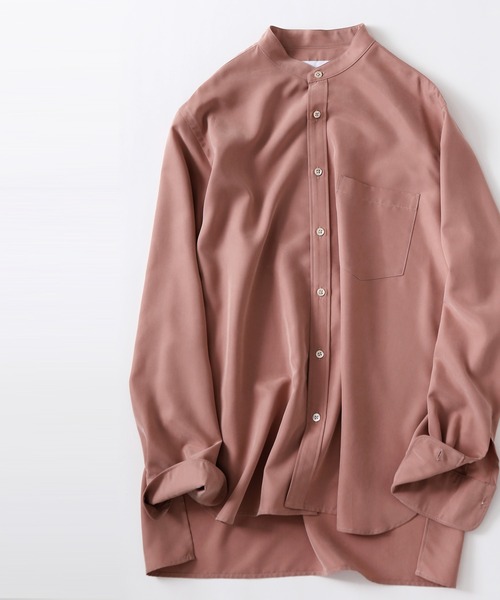 ADAM ET ROPE'（アダムエロペ）の「リラックスドレープ レーヨンスエード とろみバンドカラーシャツ/UNISEX（シャツ/ブラウス・メンズ・ブラック系その他/グリーン系その他2/ブルー系その他6/ピンク系その他2・M/L）」の4枚目の写真