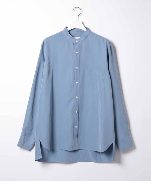 ADAM ET ROPE'（アダムエロペ）の「リラックスドレープ レーヨンスエード とろみバンドカラーシャツ/UNISEX（シャツ/ブラウス・メンズ・ブラック系その他/グリーン系その他2/ブルー系その他6/ピンク系その他2・M/L）」の5枚目の写真