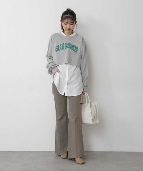 FREE'S MART（フリーズマート）の「◆カレッジロゴ長袖短丈スウェット（スウェット・レディース・ホワイト/ブラウン/グレー・FREE）」の9枚目の写真