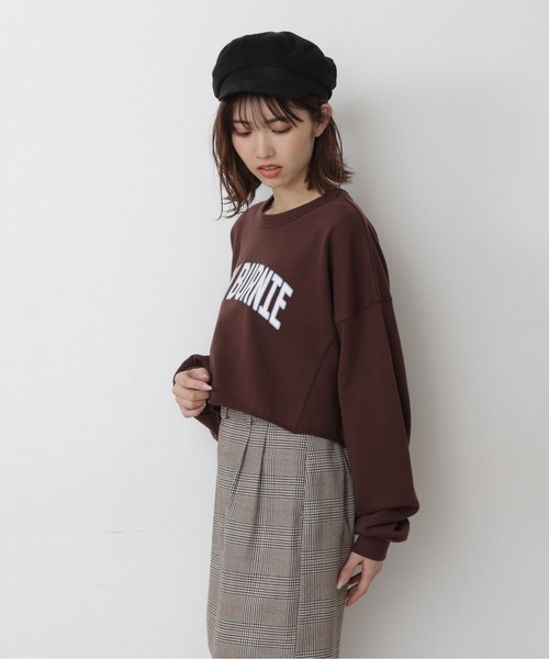 FREE'S MART（フリーズマート）の「◆カレッジロゴ長袖短丈スウェット（スウェット・レディース・ホワイト/ブラウン/グレー・FREE）」の12枚目の写真