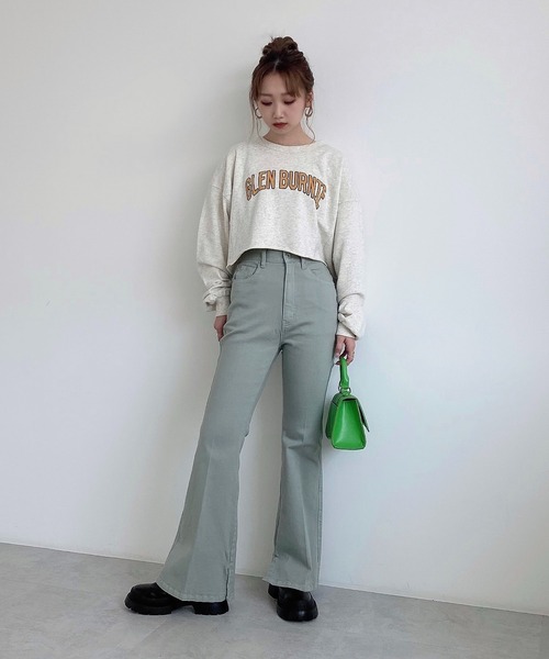 FREE'S MART（フリーズマート）の「◆カレッジロゴ長袖短丈スウェット（スウェット・レディース・ホワイト/ブラウン/グレー・FREE）」の5枚目の写真