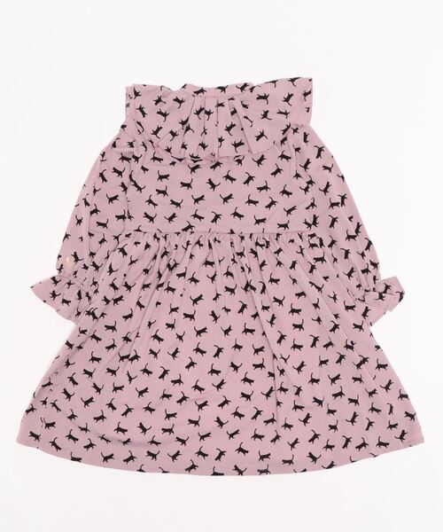 nino（ニノ）の「サークル衿ねこ柄　ワンピース（ワンピース・キッズ・パープル/ホワイト・140cm/130cm/150cm）」の3枚目の写真