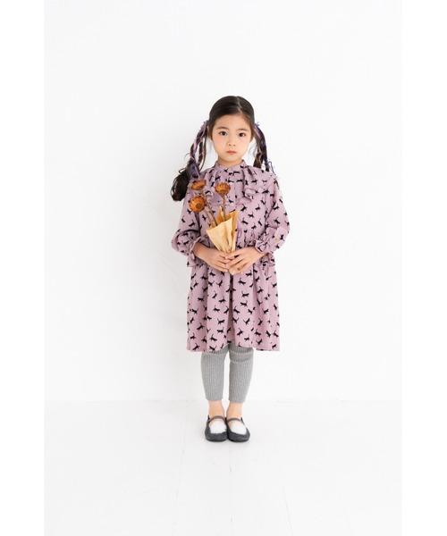 nino（ニノ）の「サークル衿ねこ柄　ワンピース（ワンピース・キッズ・パープル/ホワイト・140cm/130cm/150cm）」の7枚目の写真