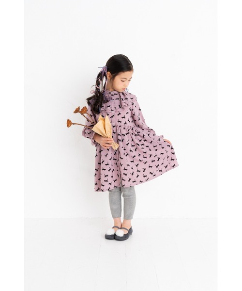nino（ニノ）の「サークル衿ねこ柄　ワンピース（ワンピース・キッズ・パープル/ホワイト・140cm/130cm/150cm）」の10枚目の写真