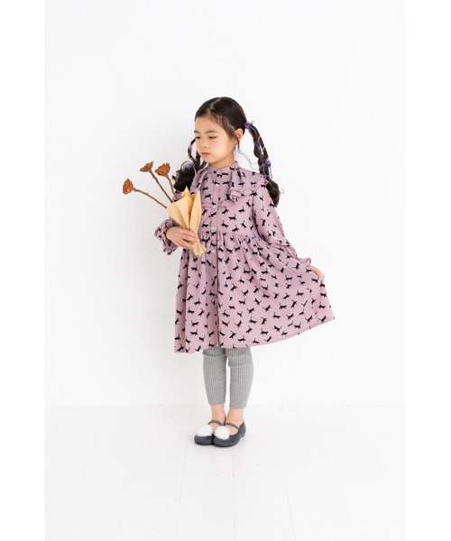 nino（ニノ）の「サークル衿ねこ柄　ワンピース（ワンピース・キッズ・パープル/ホワイト・140cm/130cm/150cm）」の11枚目の写真