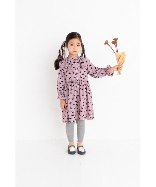 nino（ニノ）の「サークル衿ねこ柄　ワンピース（ワンピース・キッズ・パープル/ホワイト・140cm/130cm/150cm）」の12枚目の写真