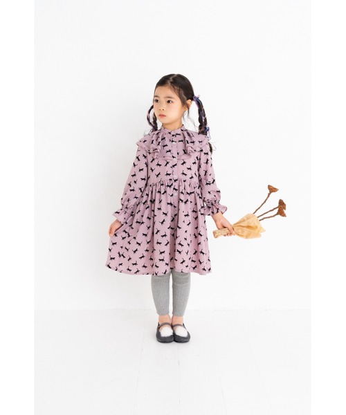 nino（ニノ）の「サークル衿ねこ柄　ワンピース（ワンピース・キッズ・パープル/ホワイト・140cm/130cm/150cm）」の13枚目の写真