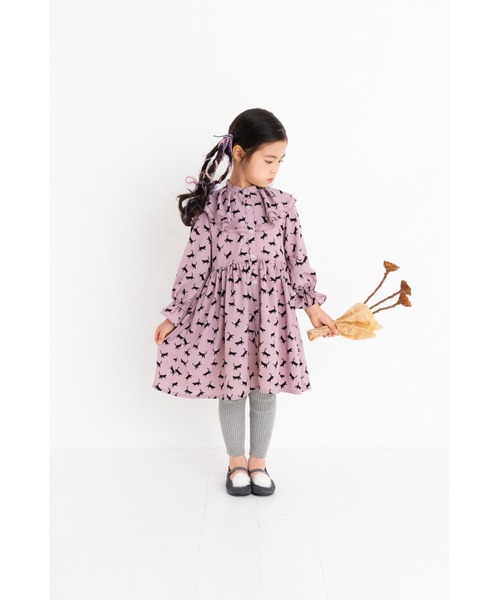 nino（ニノ）の「サークル衿ねこ柄　ワンピース（ワンピース・キッズ・パープル/ホワイト・140cm/130cm/150cm）」の14枚目の写真