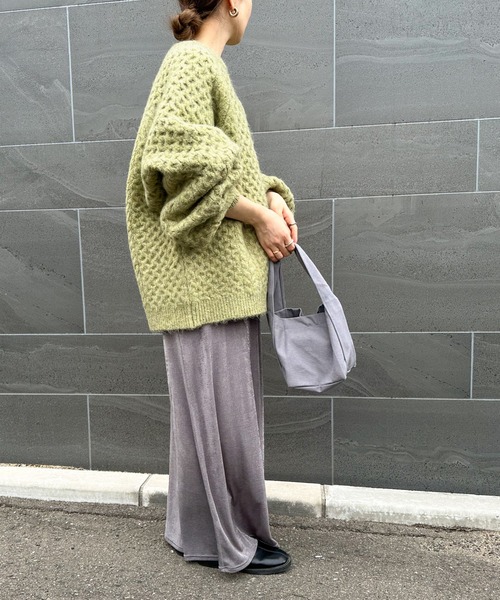 select MOCA by son(セレクトモカバイソン)の「【サイズ展開あり】オーバーサイズハニカムニット(ニット/セーター・レディース・ブラック/アイボリー/ブラウン/グリーン/ブルー/オートミール/ネイビー・FREE/SMALL)」の14枚目の写真