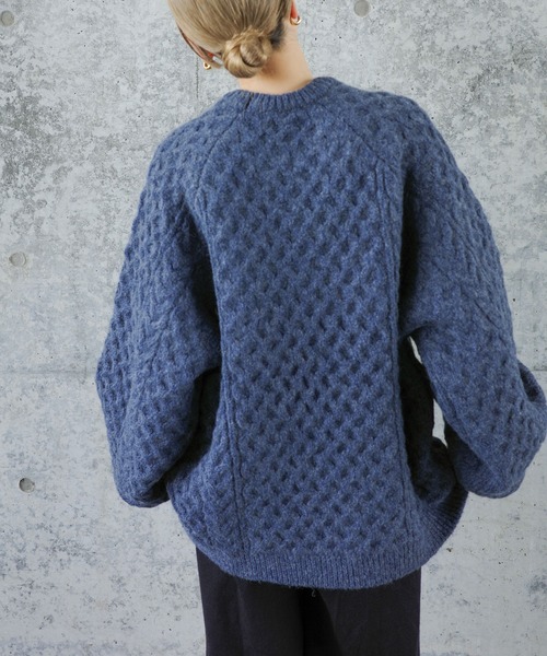 select MOCA by son(セレクトモカバイソン)の「【サイズ展開あり】オーバーサイズハニカムニット(ニット/セーター・レディース・ブラック/アイボリー/ブラウン/グリーン/ブルー/オートミール/ネイビー・FREE/SMALL)」の19枚目の写真