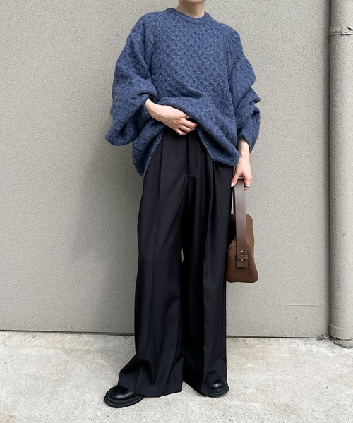セール】【サイズ展開あり】オーバーサイズハニカムニット