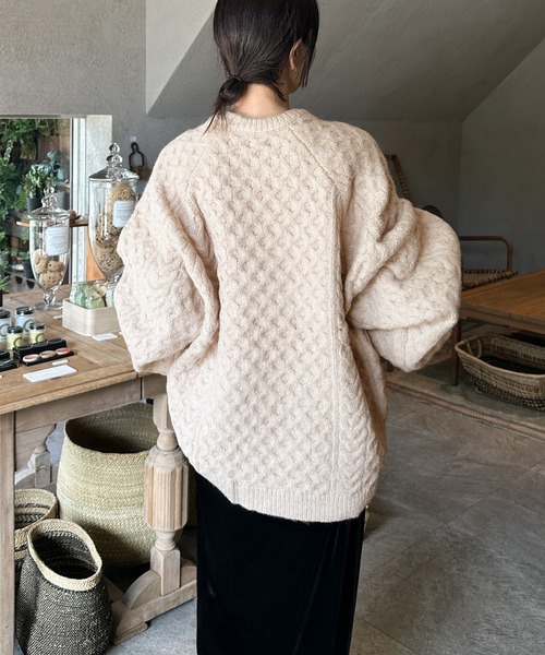 セール】【サイズ展開あり】オーバーサイズハニカムニット（ニット