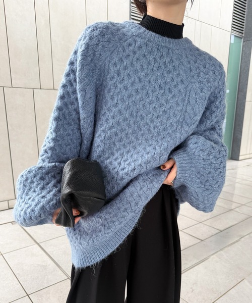 mocaページ サイズ展開あり】オーバーサイズハニカムニット（ニット