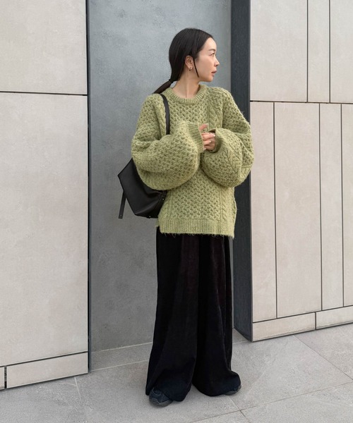 セール】【サイズ展開あり】オーバーサイズハニカムニット（ニット