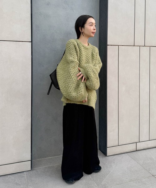 セール】【サイズ展開あり】オーバーサイズハニカムニット（ニット