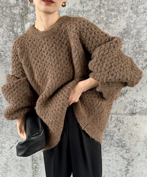 モカ♡ セレクトモカ　by son オーバーサイズハニカムニット セール】オーバーサイズハニカムニット（ニット/セーター）｜select
