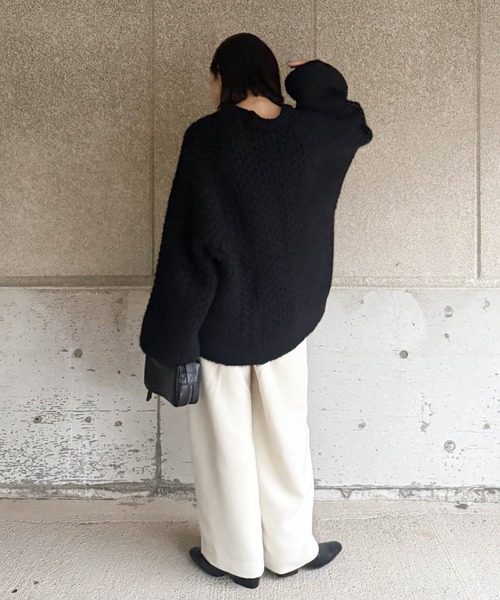 セール】【サイズ展開あり】オーバーサイズハニカムニット（ニット