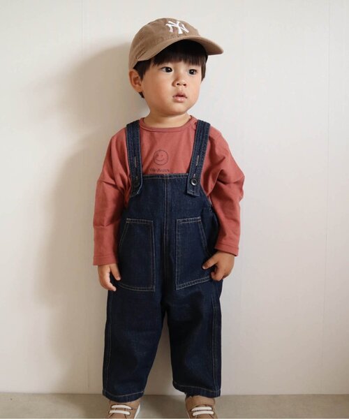 BREEZE（ブリーズ）の「WEB限定 ゆるサロペット（サロペット/オーバーオール・キッズ・ベージュ/チャコール/インディゴブルー・90/110/80/70/100/130/120）」の3枚目の写真