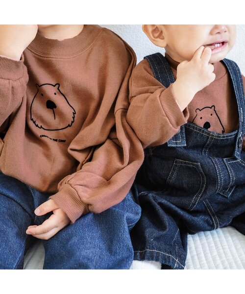 BREEZE（ブリーズ）の「WEB限定 ゆるサロペット（サロペット/オーバーオール・キッズ・ベージュ/チャコール/インディゴブルー・90/110/80/70/100/130/120）」の4枚目の写真