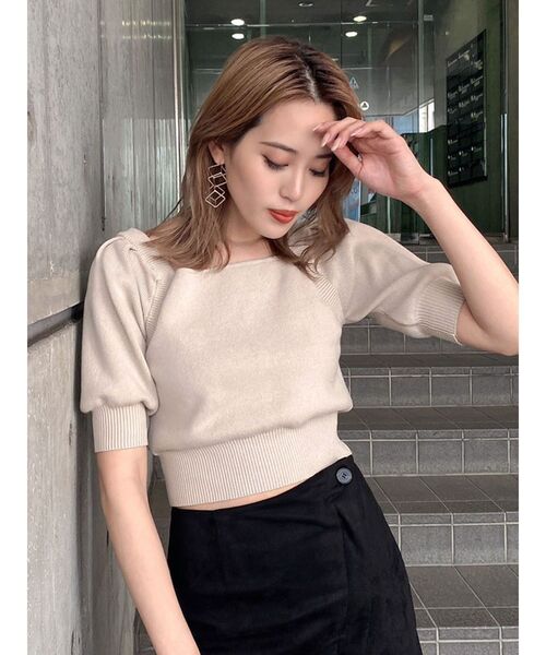 EMODA(エモダ)の「バックタイコンパクトニット(ニット/セーター・レディース・ブラック/ベージュ/パープル・FREE)」の8枚目の写真