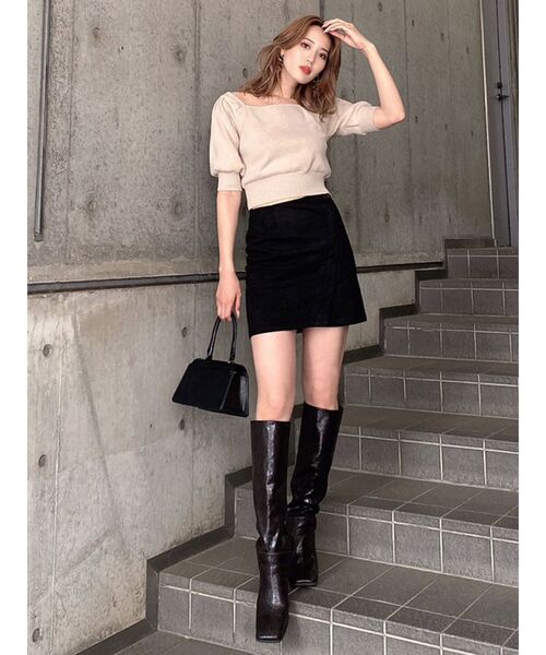 EMODA(エモダ)の「バックタイコンパクトニット(ニット/セーター・レディース・ブラック/ベージュ/パープル・FREE)」の9枚目の写真