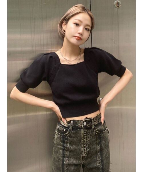 EMODA(エモダ)の「バックタイコンパクトニット(ニット/セーター・レディース・ブラック/ベージュ/パープル・FREE)」の13枚目の写真