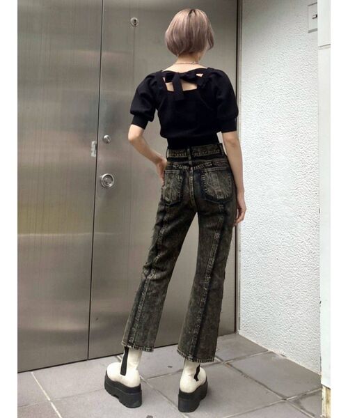 EMODA(エモダ)の「バックタイコンパクトニット(ニット/セーター・レディース・ブラック/ベージュ/パープル・FREE)」の15枚目の写真