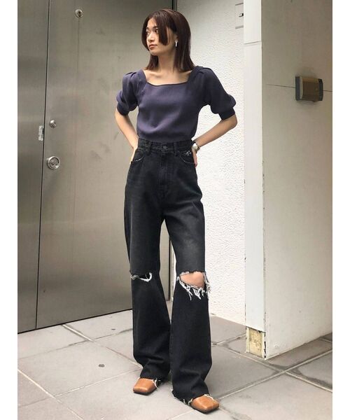 EMODA(エモダ)の「バックタイコンパクトニット(ニット/セーター・レディース・ブラック/ベージュ/パープル・FREE)」の19枚目の写真