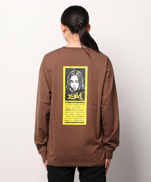 X-girl(エックスガール)の「WORDS FACE L/S TEE(Tシャツ/カットソー・レディース・ホワイト/ライトブルー/ブラック/ブラウン・SMALL/MEDIUM/LARGE/X-LARGE)」の5枚目の写真