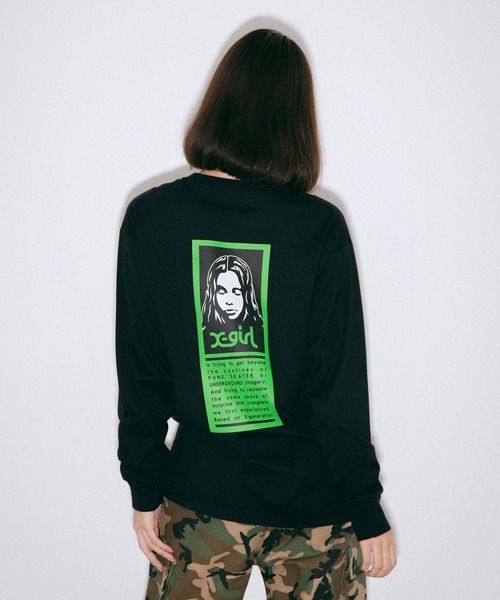 X-girl(エックスガール)の「WORDS FACE L/S TEE(Tシャツ/カットソー・レディース・ホワイト/ライトブルー/ブラック/ブラウン・SMALL/MEDIUM/LARGE/X-LARGE)」の3枚目の写真