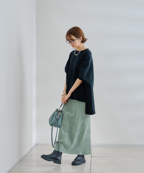 DouDou(ドゥドゥ)の「【WEB限定】ポンチョプルオーバー(Tシャツ/カットソー・レディース・ブラック/オフホワイト/キャメル・FREE)」の22枚目の写真