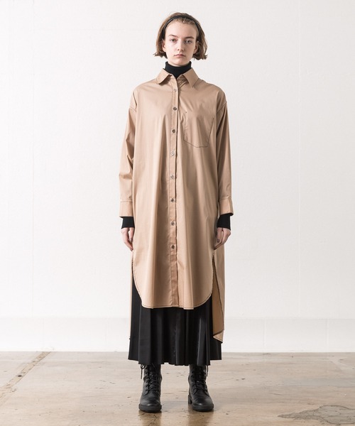 ALLUMER（アリュメール）の「N/Cツイルステッチワークシャツワンピース（シャツワンピース・レディース・ブラック/ベージュ・1）」の9枚目の写真