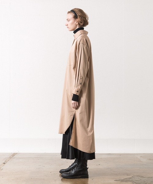 ALLUMER（アリュメール）の「N/Cツイルステッチワークシャツワンピース（シャツワンピース・レディース・ブラック/ベージュ・1）」の8枚目の写真